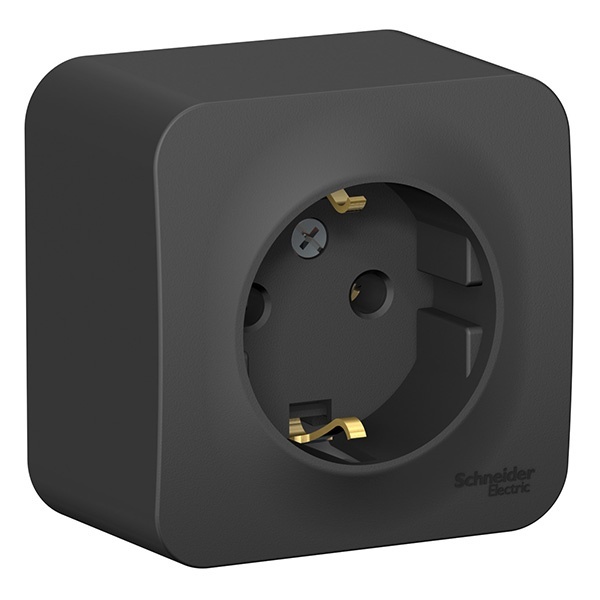 Накладная розетка с заземлением без шторок SE Blanca 16А 250В антрацит