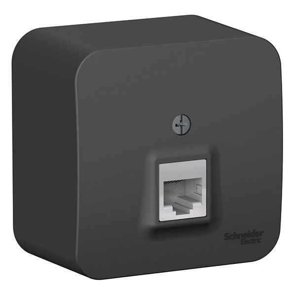 Накладная розетка компьютерная RJ45 кат.5E SE Blanca антрацит изол.пластина