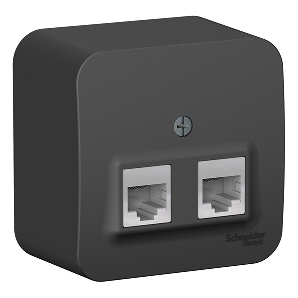 Накладная розетка двойная RJ45 + RJ11 SE Blanca антрацит изол.пластина