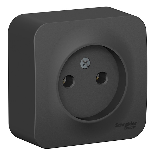 Накладная розетка без заземления без шторок SE Blanca 16А 250В антрацит изол.пластина