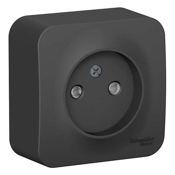 Накладная розетка без заземления со шторками SE Blanca 16А 250В антрацит изол.пластина