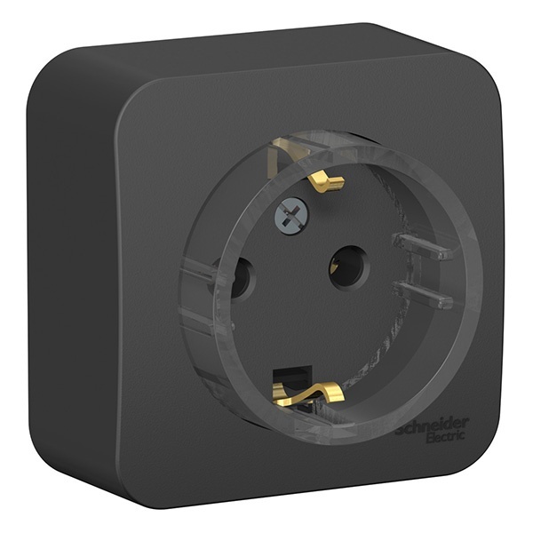 Накладная розетка компактная с заземлением без шторок SE Blanca 16А 250В антрацит из.пластина