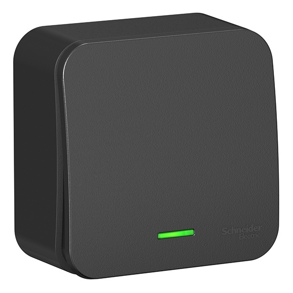 Накладной выключатель 1-клавишный с подсветкой SE Blanca 10А 250В антрацит из.пластина