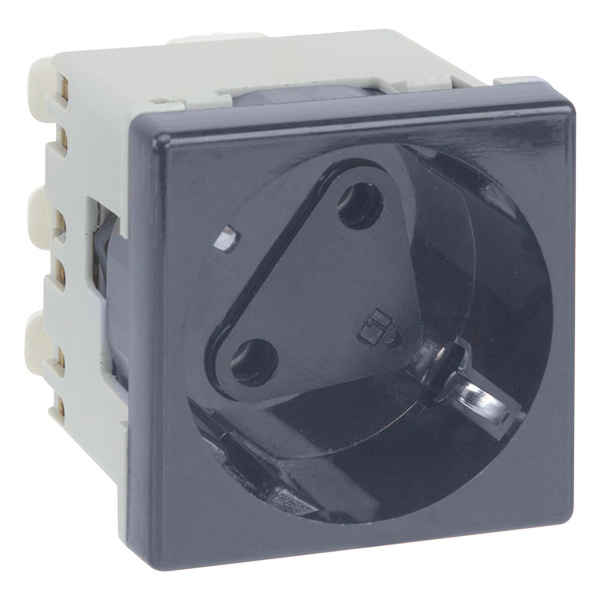 Розетка с блокировкой Simon K45 2к+з 16A 45х45мм, безвинтовые клеммы, графит