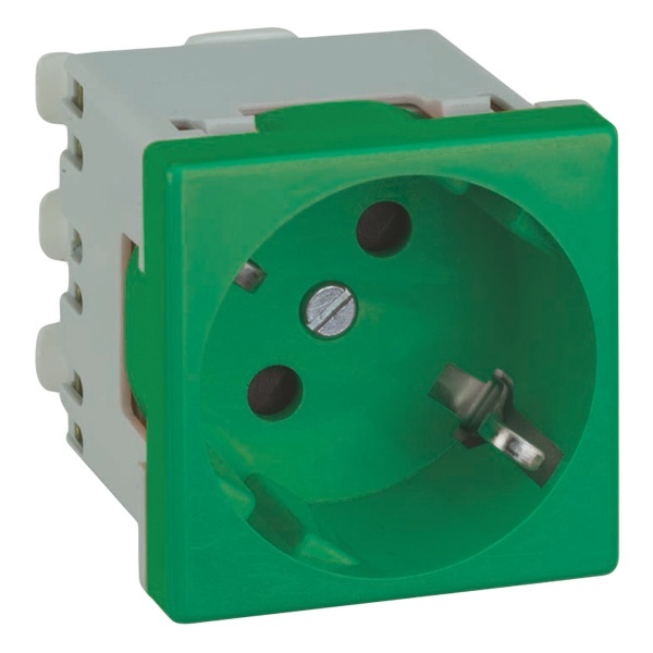 Розетка Simon K45 2к+з 16A 45х45мм, безвинтовые клеммы, зелёный