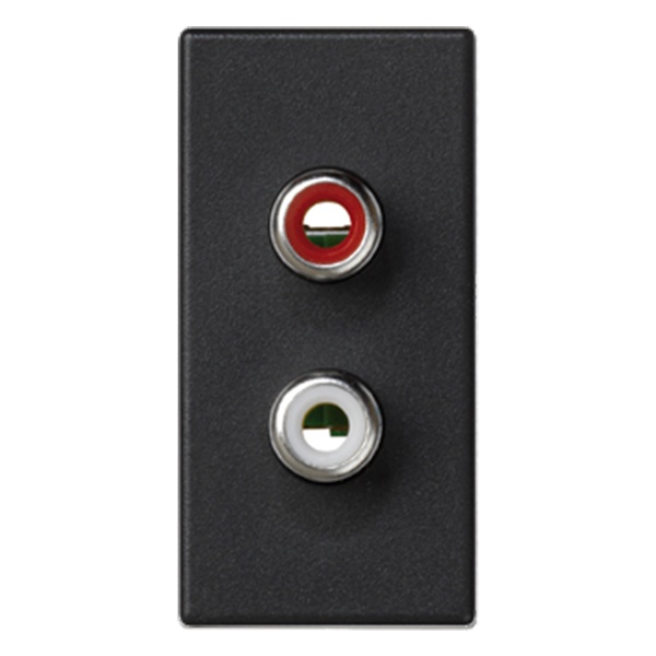 Плата Simon K45 с 2-мя разъёмами RCA (черный, красный), винты, 22,5х45мм, графит