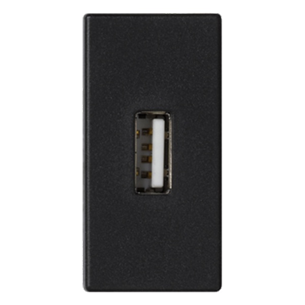 Разъём USB тип А, 22,5х45мм, винты, графит Simon