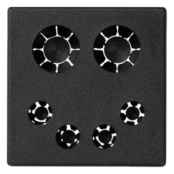 Плата Simon K45 45х45мм для ввода кабелей (2х13мм и 4х6мм), графит