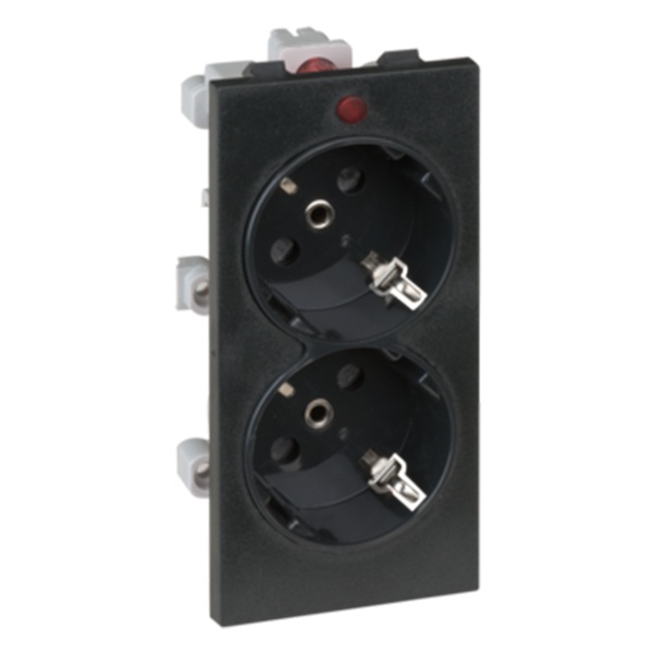 Розетка двойная Simon Connect 2P+E 16А 250В, S-модуль 52x108мм, графит