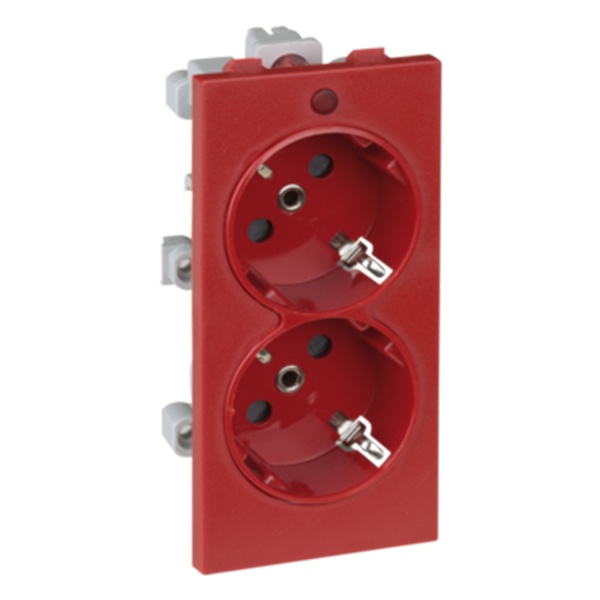 Розетка двойная Simon Connect 2P+E 16А 250В, S-модуль 52x108мм, красный