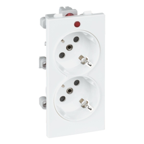 Розетка двойная Simon Connect 2P+E 16А 250В, S-модуль 52x108мм, белый