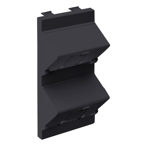 Адаптер Simon Connect наклонный на 2 RJ45 CJ545U(F), CJ645U(F) шторки, S-модуль 52x108мм, графит