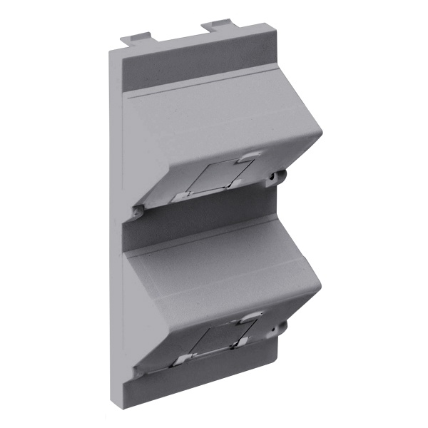 Адаптер Simon Connect наклонный на 2 RJ45 CJ545U(F), CJ645U(F) шторки, S-модуль 52x108мм, алюминий