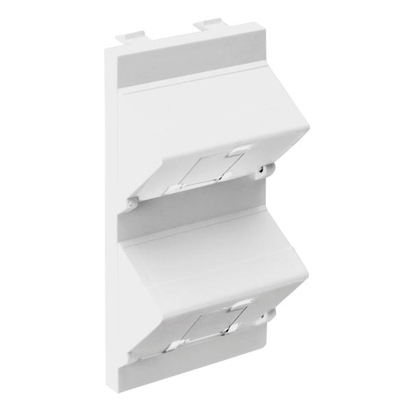 Адаптер Simon Connect наклонный на 2 RJ45 CJ545U(F), CJ645U(F) шторки, S-модуль 52x108мм, белый
