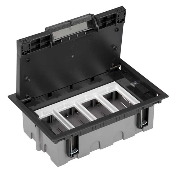 Люк Simon в фальшпол SF410-14 на 4 S-модуля (8 модулей 45х45мм) 170х265мм глубина 90-120мм графит