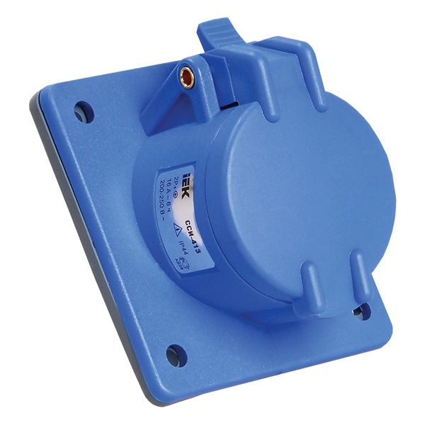 Розетка встраиваемая угловая ИЭК MAGNUM ССИ-413 16А-6ч/200-250В 2P+PE IP44