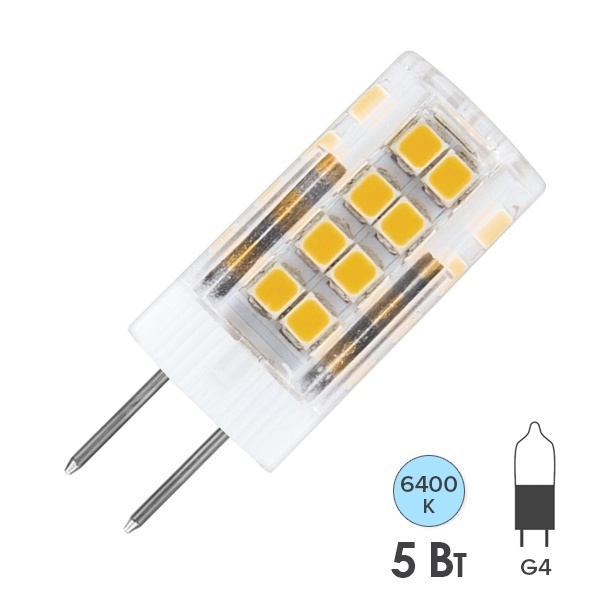 Лампа светодиодная Feron LB-432 5W 6400K 220V G4 дневной свет