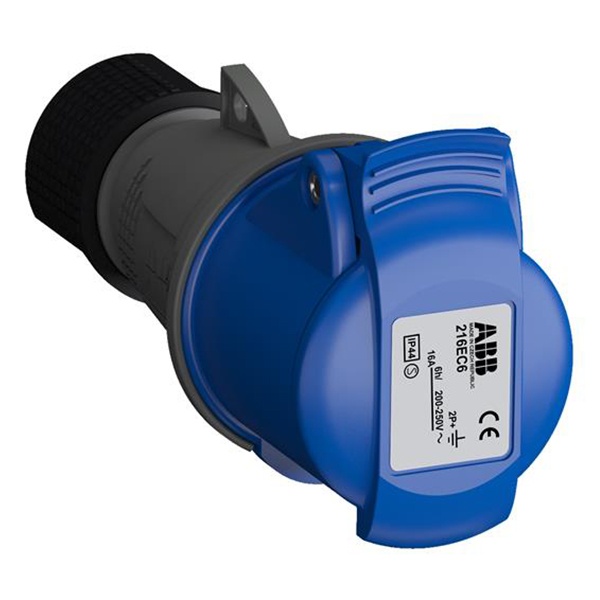 Розетка кабельная ABB Easy&Safe 216EC6 16А 2P+E IP44 6ч