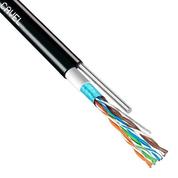 Кабель витая пара Cavel экранированный LAN 541 PEM F/UTP 4х2хAWG24 cat 5e уличный с тросом [500м] (провод для интернета)