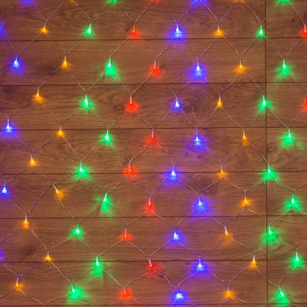 Гирлянда Сеть 1х1,5м 96LED мультиколор, 8 режимов свечения, прозрачный провод, 230В