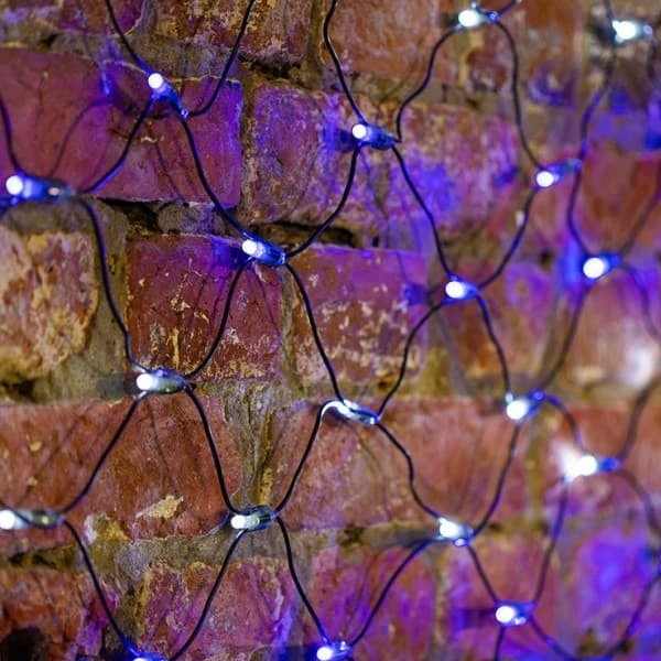 Гирлянда Сеть 2х0,7м, 176LED белый/синий IP44 свечение с динамикой, черный провод, 230В
