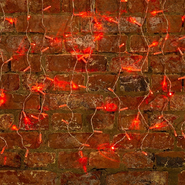 Гирлянда светодиодный Дождь 2x0,8м 160LED красный IP44, постоянное свечение, прозрачный провод, 230В