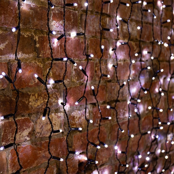 Гирлянда Светодиодный Дождь 2x3м 760LED белый IP44 постоянное свечение, черный провод, 230В