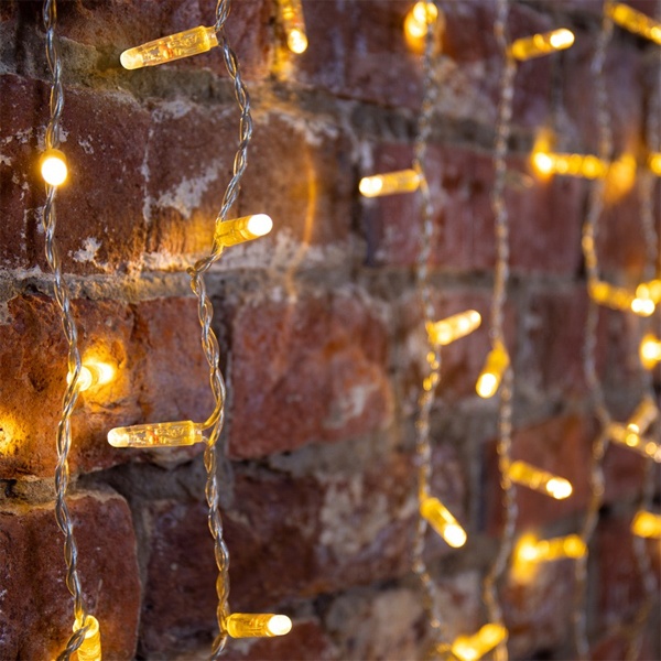 Гирлянда Светодиодный Дождь 2x3м 760LED тепло-белый IP44 постоянное свечение, прозрачный провод 230В