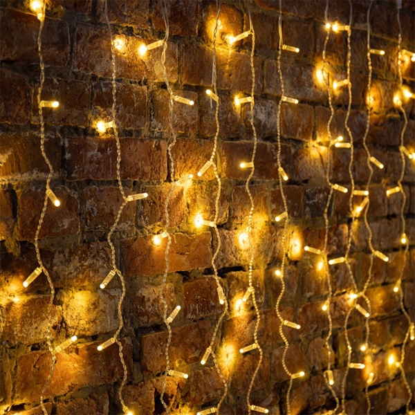 Гирлянда Светодиодный Дождь 2x3м 448LED тепло-белый IP44 постоянное свечение, прозрачный провод 230В
