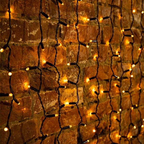 Гирлянда Светодиодный Дождь 2x3м 760LED желтый IP44 эффект мерцания, черный провод, 230В