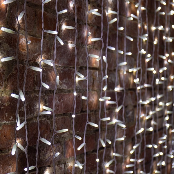 Гирлянда Светодиодный Дождь 2x3м 760LED белый IP44 эффект мерцания, белый провод, 230В