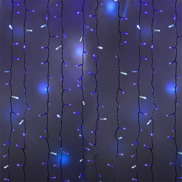 Гирлянда Светодиодный Дождь 2x3м 760LED синий IP44 эффект мерцания, белый провод, 230В