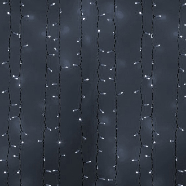 Гирлянда Светодиодный Дождь 2x1,5м 360LED тепло-белый IP44 эффект мерцания, белый провод, 230В