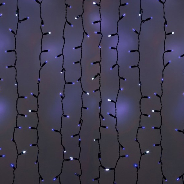 Гирлянда Светодиодный Дождь 2x1,5м 360LED синий IP44 эффект мерцания, черный провод, 230В