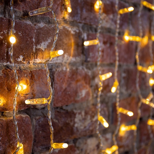 Гирлянда Светодиодный Дождь 2x1,5м 360LED тепло-белый IP44 постоянное свечение, прозрачный провод