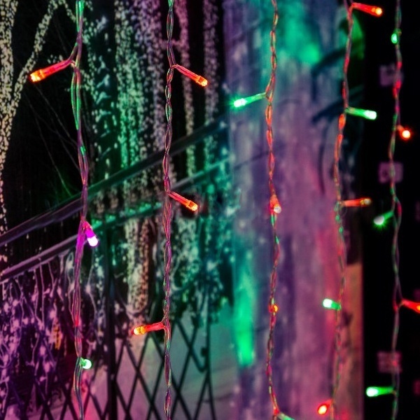 Гирлянда Светодиодный Дождь 2x2м 200LED RGB IP44 свечение с динамикой, прозрачный провод, 230В