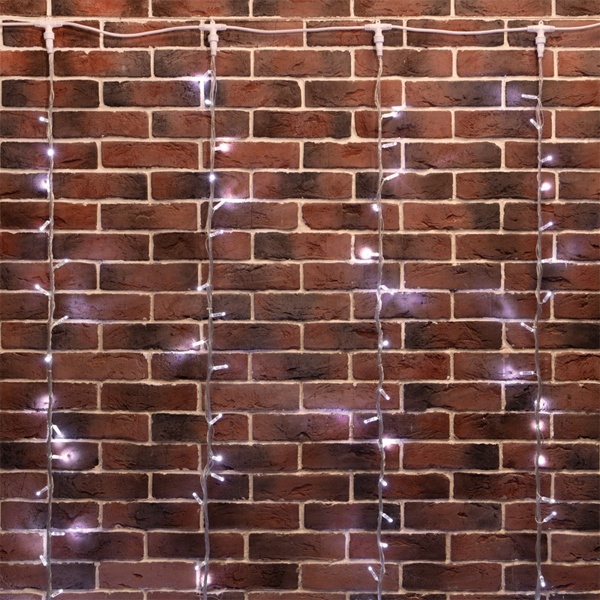 Гирлянда светодиодная Дождь 2x6m 360LED 24V белый эффект водопада, прозрачный провод IP65