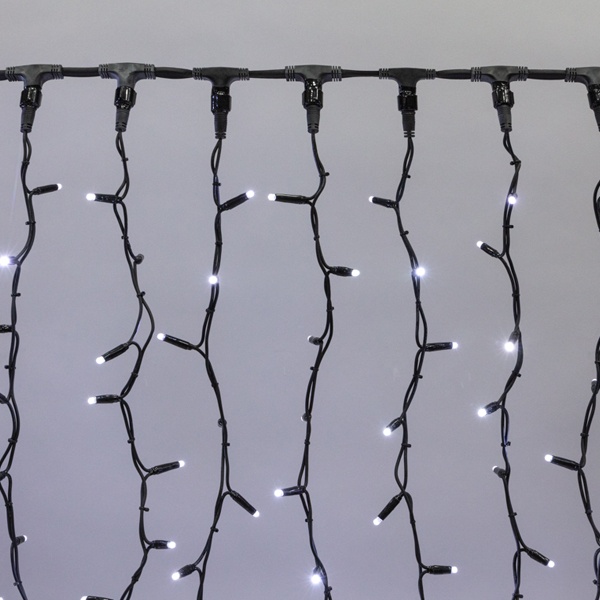 Гирлянда Светодиодный Дождь 2х3м 760LED белый IP65 постоянное свечение, черный каучук, 230В