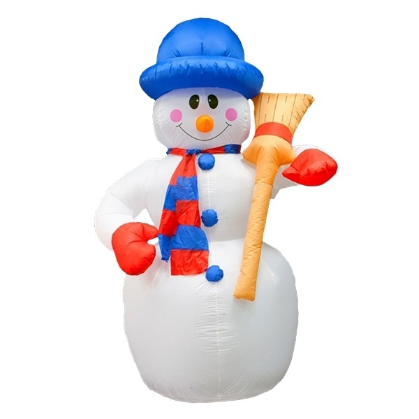 3D фигура надувная Снеговик с метлой, 180см 4LED подсветка, трансформатор 12V и компрессор