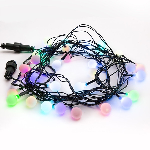 Гирлянда мультишарики D18мм 5м, темно-зеленый ПВХ 30LED, цвет RGB 230V