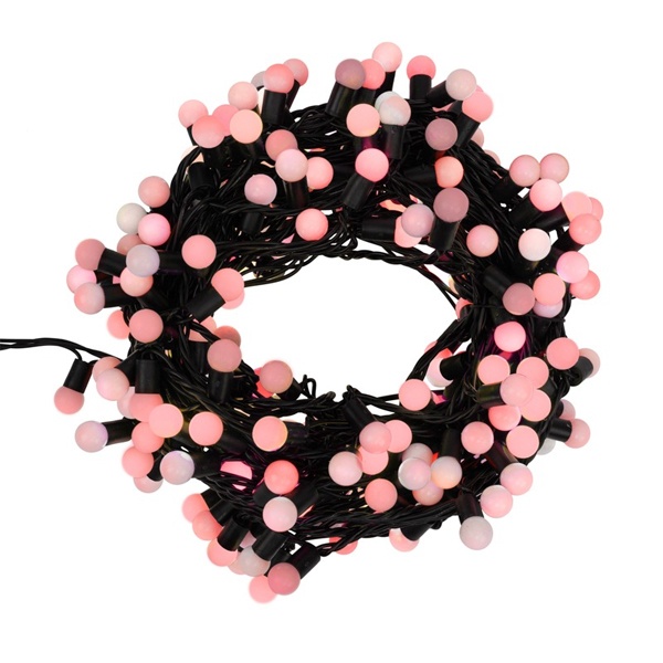 Гирлянда мультишарики D17,5мм, 20м, черный ПВХ, IP65 230V 200LED, цвет красный