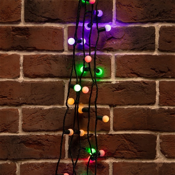 Гирлянда мультишарики D17,5мм, 10м, темно-зеленый ПВХ, IP65 230V 80LED, мультиколор с 8 режимов