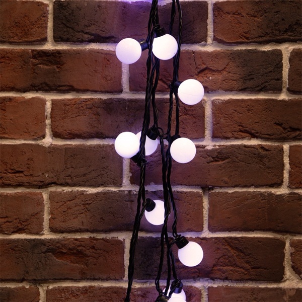 Гирлянда мультишарики D45мм, 10м, черный ПВХ, IP65 230V 40LED, цвет белый