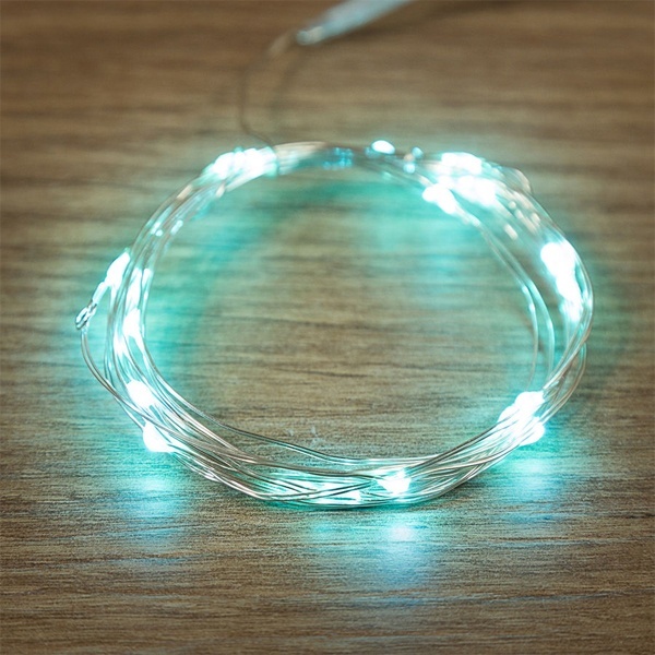 Гирлянда Роса, 2 м, 20 LED, цвет бирюзовый работа от 2 батареек CR2032 в комплекте