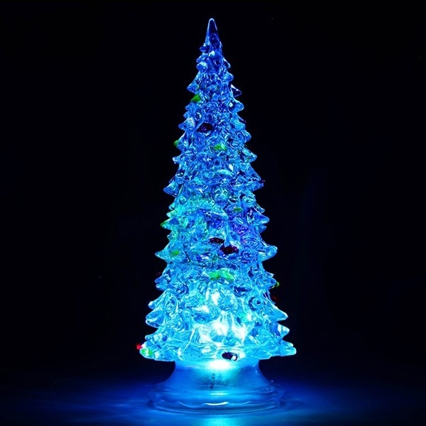 Акриловая светодиодная фигура на подставке Елочка средняя, 1LED RGB 20см, питание от 3 AG13 (в компл