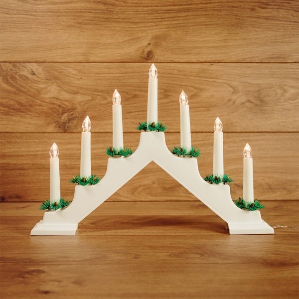 Новогодняя горка 7 свечек, 230V IP20, цвет корпуса: белый, цвет свечения: теплый белый