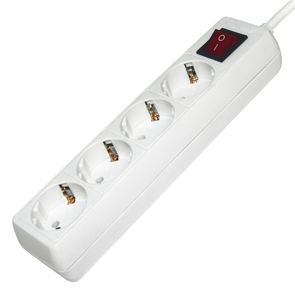 Удлинитель ИЭК У04К 4х2P+PE с выключателем 3м 3х1мм2 16А/250В белый