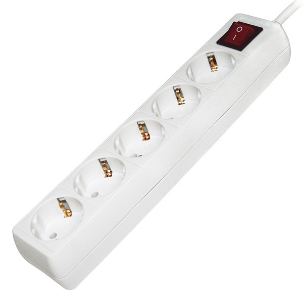 Удлинитель ИЭК У05К 5х2P+PE с выключателем 3м 3х1мм2 16А/250В белый