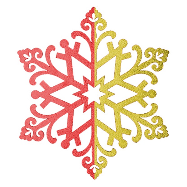 Елочная фигура Neon-Night Снежинка сказочная, 40см, цвет красный/золотой