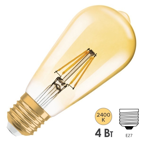 Лампа филаментная капля Osram Vintage ST64 35 4W/824 E27 410Lm